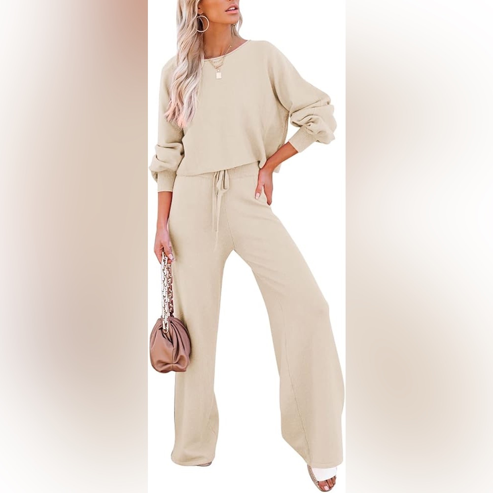 Pink Rose Beige Knit Top & Pants